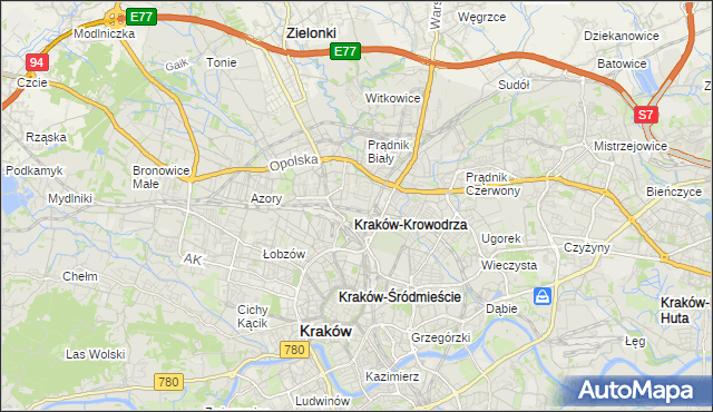 mapa Krowodrza, Krowodrza na mapie Targeo