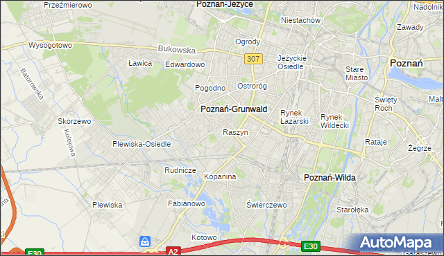 mapa Raszyn gmina Poznań, Raszyn gmina Poznań na mapie Targeo