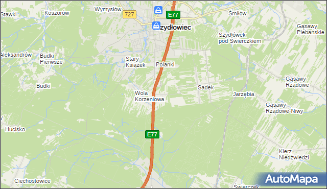 mapa Barak gmina Szydłowiec, Barak gmina Szydłowiec na mapie Targeo