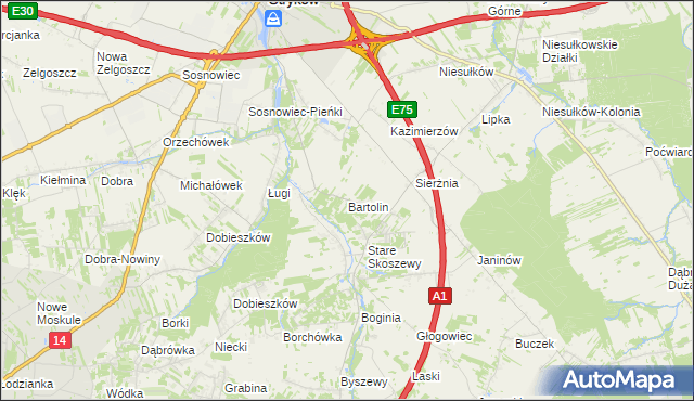 mapa Bartolin, Bartolin na mapie Targeo