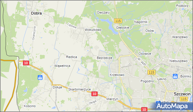 mapa Bezrzecze, Bezrzecze na mapie Targeo