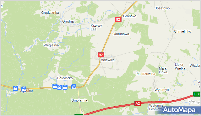 mapa Bolewice gmina Miedzichowo, Bolewice gmina Miedzichowo na mapie Targeo