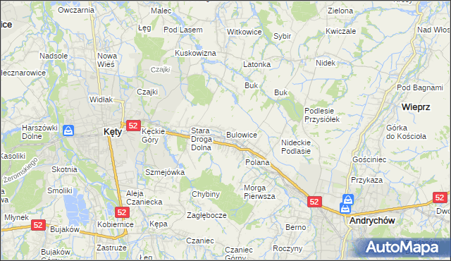 mapa Bulowice, Bulowice na mapie Targeo