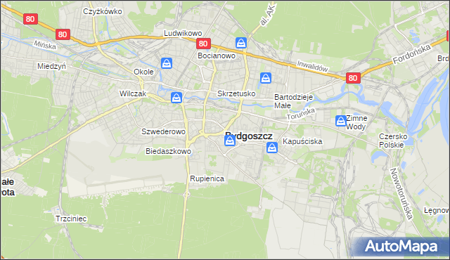 mapa Bydgoszczy, Bydgoszcz na mapie Targeo
