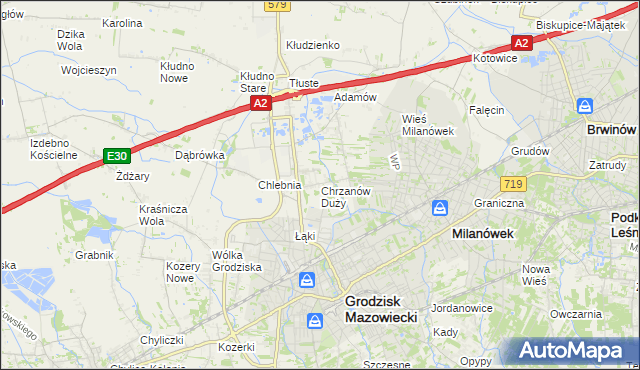mapa Chrzanów Duży, Chrzanów Duży na mapie Targeo