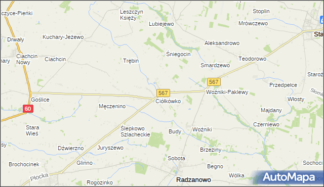 mapa Ciółkowo, Ciółkowo na mapie Targeo