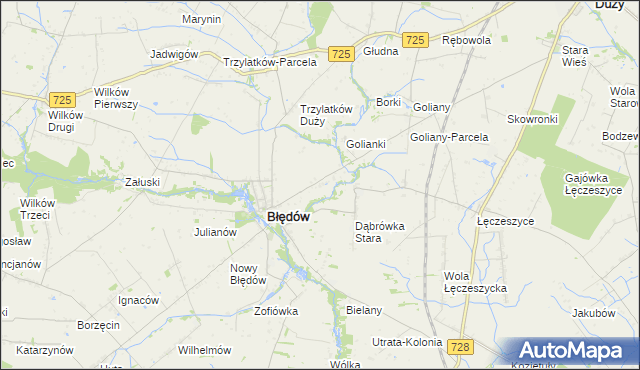 mapa Dąbrówka Nowa gmina Błędów, Dąbrówka Nowa gmina Błędów na mapie Targeo