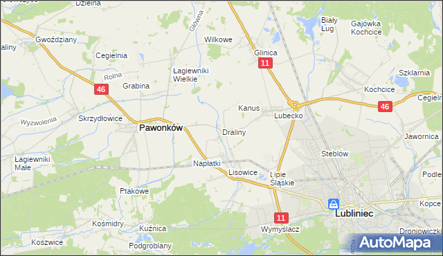 mapa Draliny, Draliny na mapie Targeo