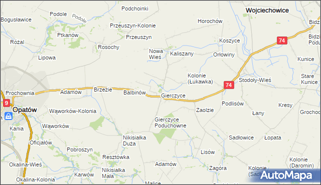 mapa Gierczyce gmina Wojciechowice, Gierczyce gmina Wojciechowice na mapie Targeo