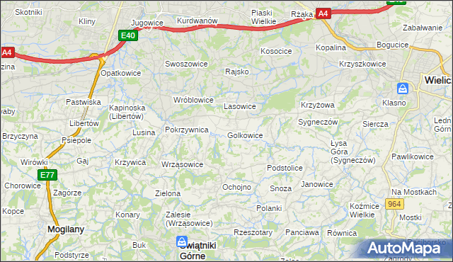 mapa Golkowice, Golkowice na mapie Targeo