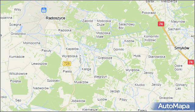 mapa Grębosze, Grębosze na mapie Targeo