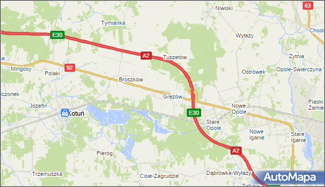 mapa Gręzów, Gręzów na mapie Targeo