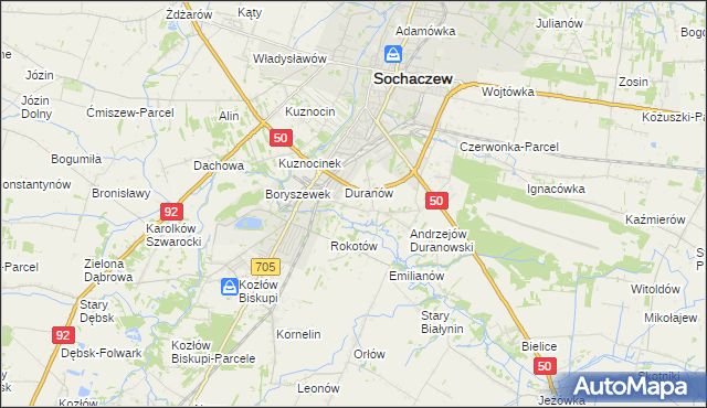 mapa Janówek Duranowski, Janówek Duranowski na mapie Targeo