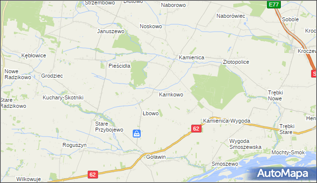 mapa Karnkowo gmina Czerwińsk nad Wisłą, Karnkowo gmina Czerwińsk nad Wisłą na mapie Targeo