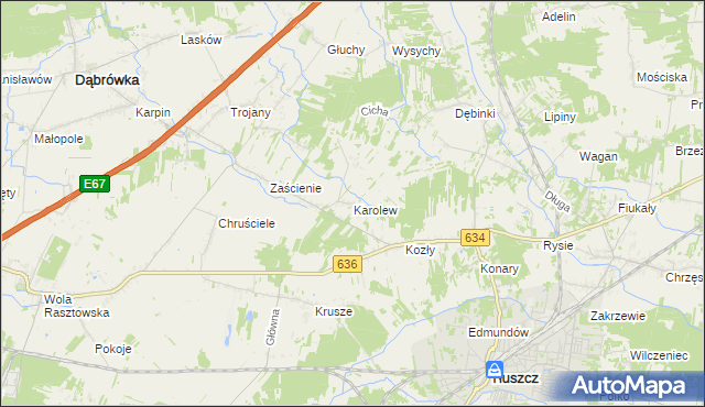 mapa Karolew gmina Dąbrówka, Karolew gmina Dąbrówka na mapie Targeo