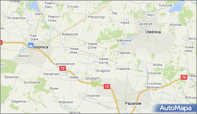 mapa Klępie Górne, Klępie Górne na mapie Targeo