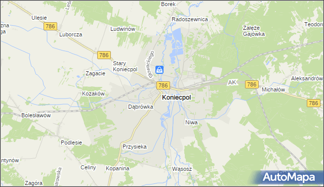 mapa Koniecpol, Koniecpol na mapie Targeo