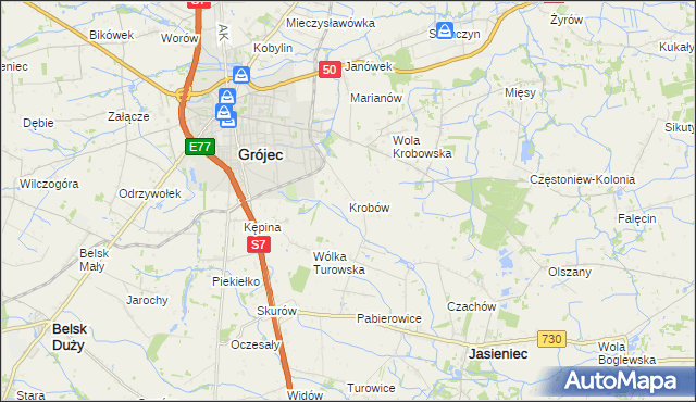 mapa Krobów, Krobów na mapie Targeo