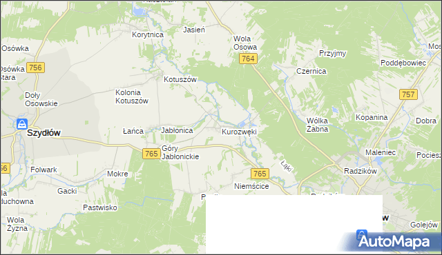 mapa Kurozwęki, Kurozwęki na mapie Targeo
