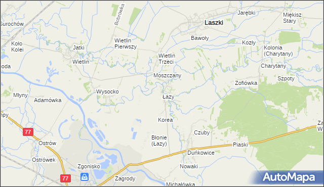 mapa Łazy gmina Radymno, Łazy gmina Radymno na mapie Targeo