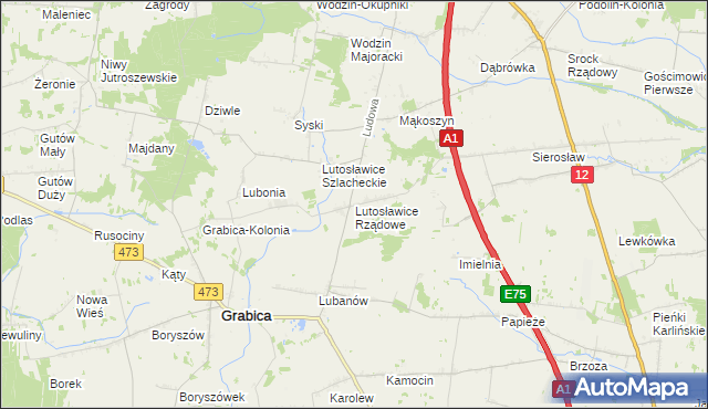 mapa Lutosławice Rządowe, Lutosławice Rządowe na mapie Targeo