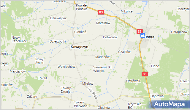 mapa Marianów gmina Kawęczyn, Marianów gmina Kawęczyn na mapie Targeo