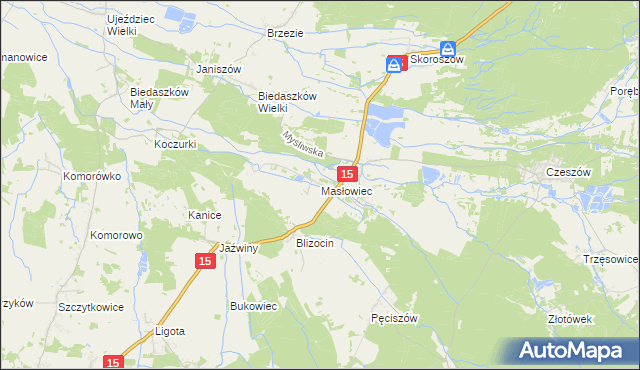 mapa Masłowiec, Masłowiec na mapie Targeo