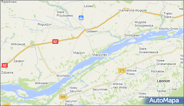 mapa Miączynek, Miączynek na mapie Targeo