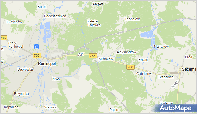 mapa Michałów gmina Koniecpol, Michałów gmina Koniecpol na mapie Targeo