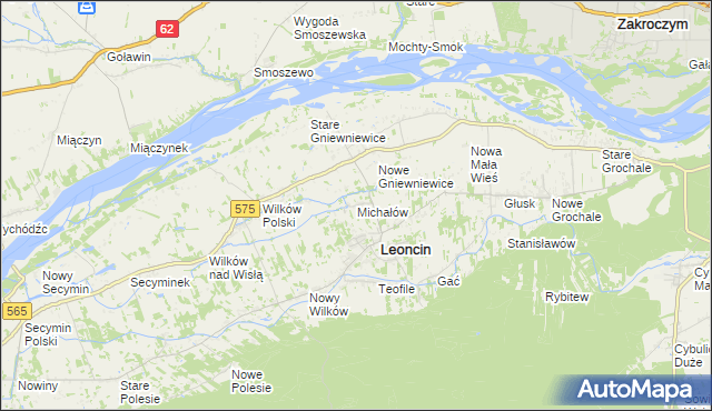 mapa Michałów gmina Leoncin, Michałów gmina Leoncin na mapie Targeo