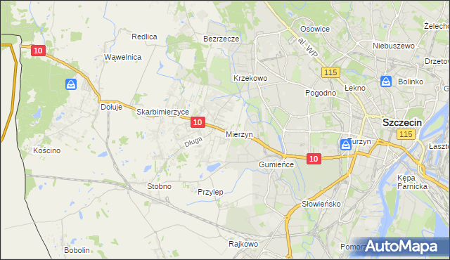 mapa Mierzyn gmina Dobra (Szczecińska), Mierzyn gmina Dobra (Szczecińska) na mapie Targeo