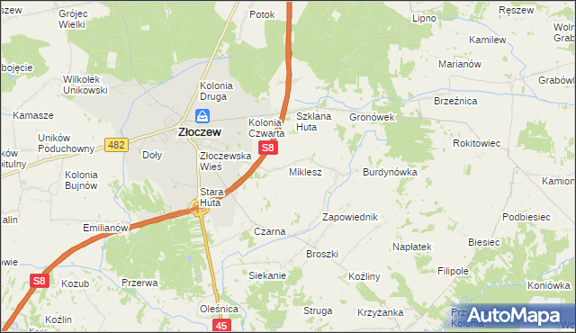 mapa Miklesz, Miklesz na mapie Targeo