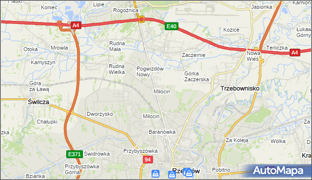 mapa Miłocin gmina Głogów Małopolski, Miłocin gmina Głogów Małopolski na mapie Targeo