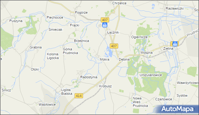 mapa Mokra gmina Biała, Mokra gmina Biała na mapie Targeo