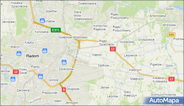 mapa Natolin gmina Jedlnia-Letnisko, Natolin gmina Jedlnia-Letnisko na mapie Targeo