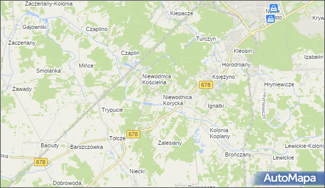 mapa Niewodnica Korycka, Niewodnica Korycka na mapie Targeo