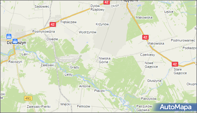 mapa Niwiska Górne, Niwiska Górne na mapie Targeo