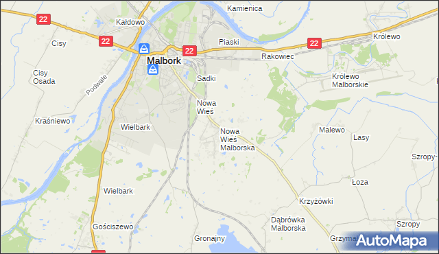 mapa Nowa Wieś Malborska, Nowa Wieś Malborska na mapie Targeo