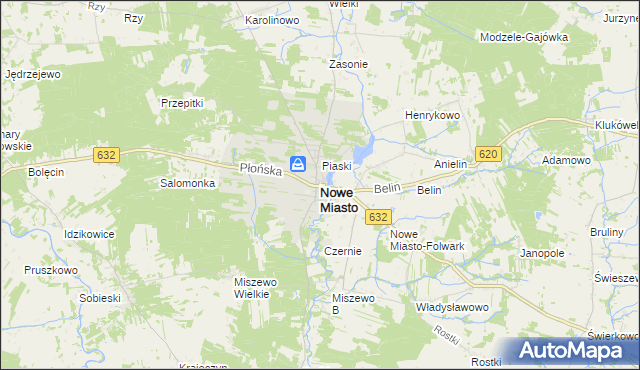 mapa Nowe Miasto powiat płoński, Nowe Miasto powiat płoński na mapie Targeo