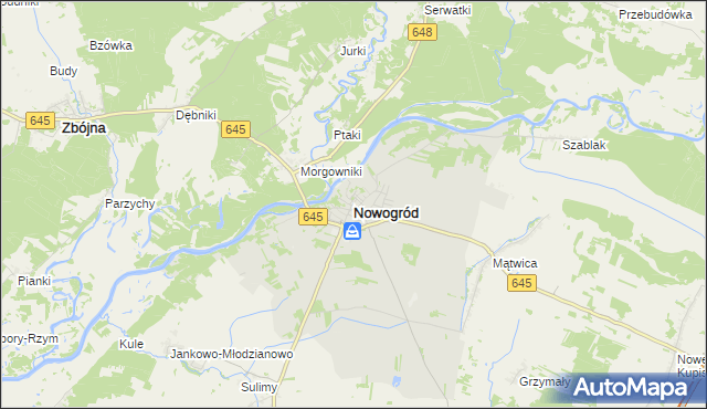 mapa Nowogród powiat łomżyński, Nowogród powiat łomżyński na mapie Targeo