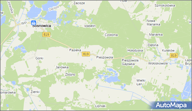 mapa Pieszowola, Pieszowola na mapie Targeo