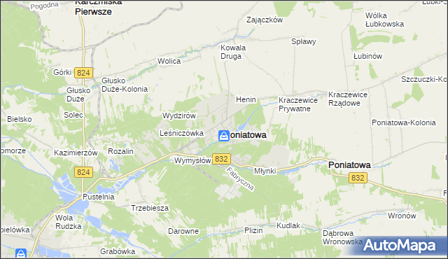 mapa Poniatowa powiat opolski, Poniatowa powiat opolski na mapie Targeo