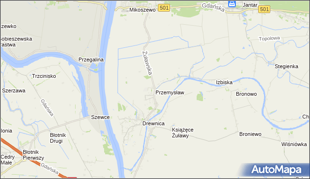 mapa Przemysław gmina Stegna, Przemysław gmina Stegna na mapie Targeo