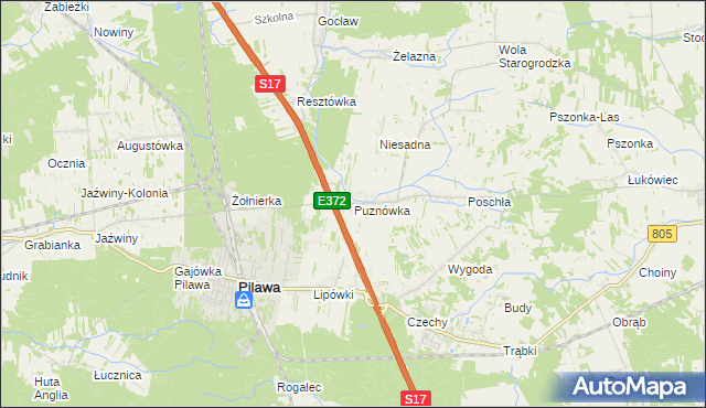 mapa Puznówka, Puznówka na mapie Targeo