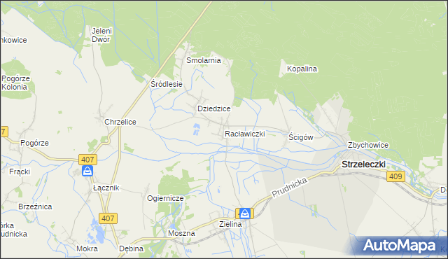 mapa Racławiczki, Racławiczki na mapie Targeo