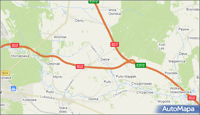 mapa Sielce gmina Końskowola, Sielce gmina Końskowola na mapie Targeo