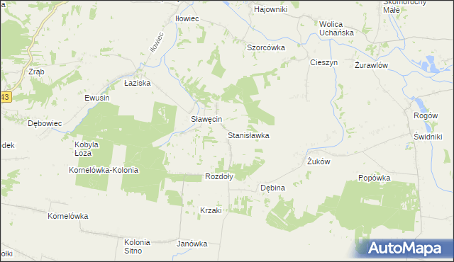 mapa Stanisławka gmina Sitno, Stanisławka gmina Sitno na mapie Targeo