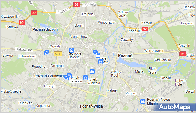 mapa Stare Miasto gmina Poznań, Stare Miasto gmina Poznań na mapie Targeo