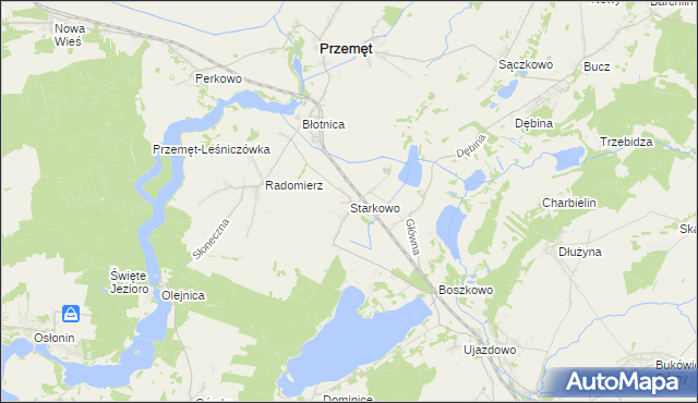 mapa Starkowo gmina Przemęt, Starkowo gmina Przemęt na mapie Targeo