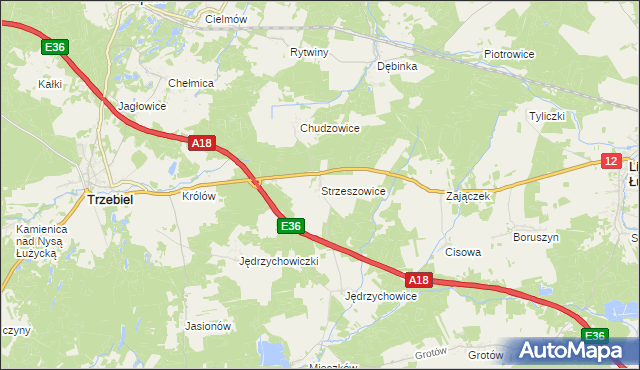 mapa Strzeszowice, Strzeszowice na mapie Targeo